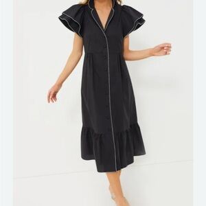 Tuckernuck Alice Dress is a black, elevated midi dress.